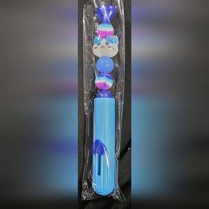 Hand Beaded Blue Cat-Themed Utility Knife